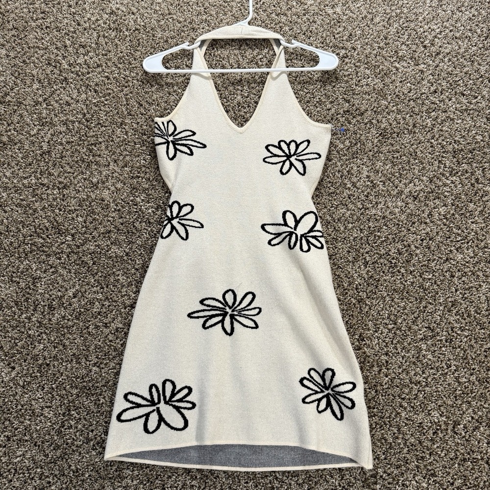 Altar'd State White Dress with Black Floral Design